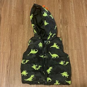 Kids Dinosaur Hooded Vest - Black and Green